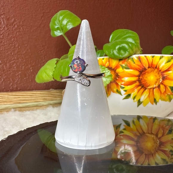 New 925 sterling silver ring size 9 fire opal blue pink green boho hippie gift - Picture 7 of 12